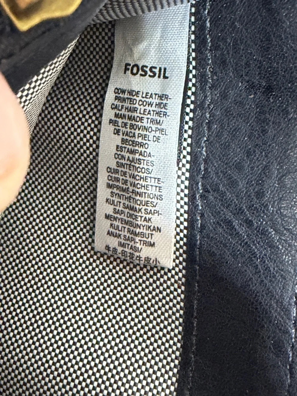 Fossil Liza black white cheetah polkadot fur leather wallet clutch